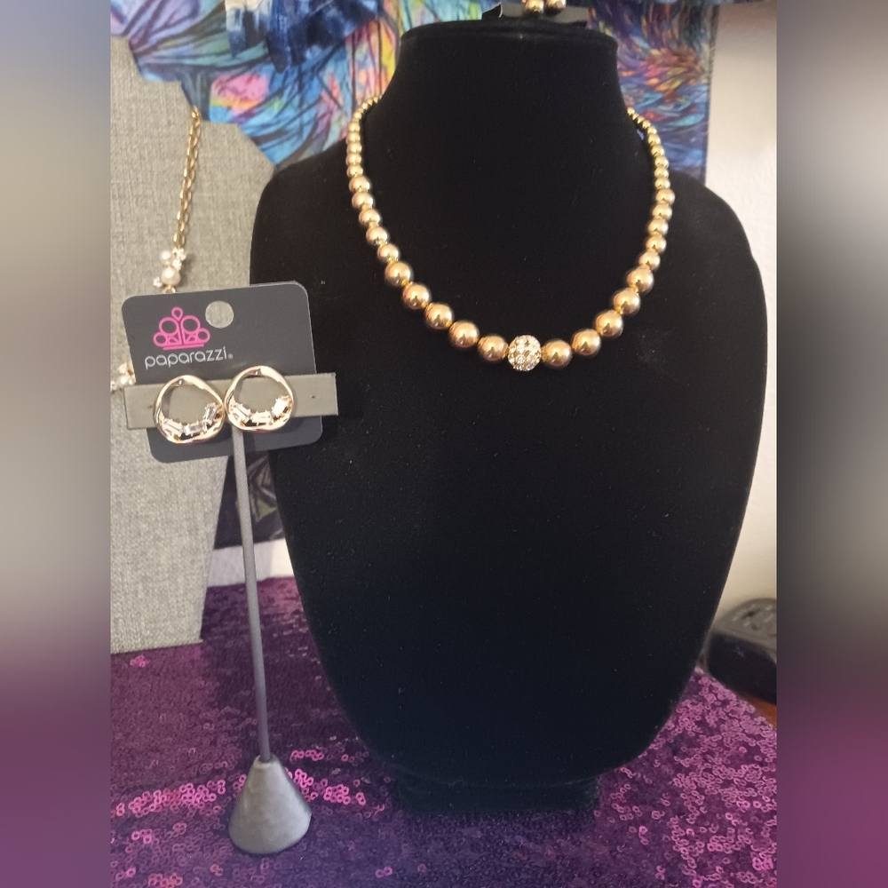 Paparazzi Gold Necklace and Earring Set
